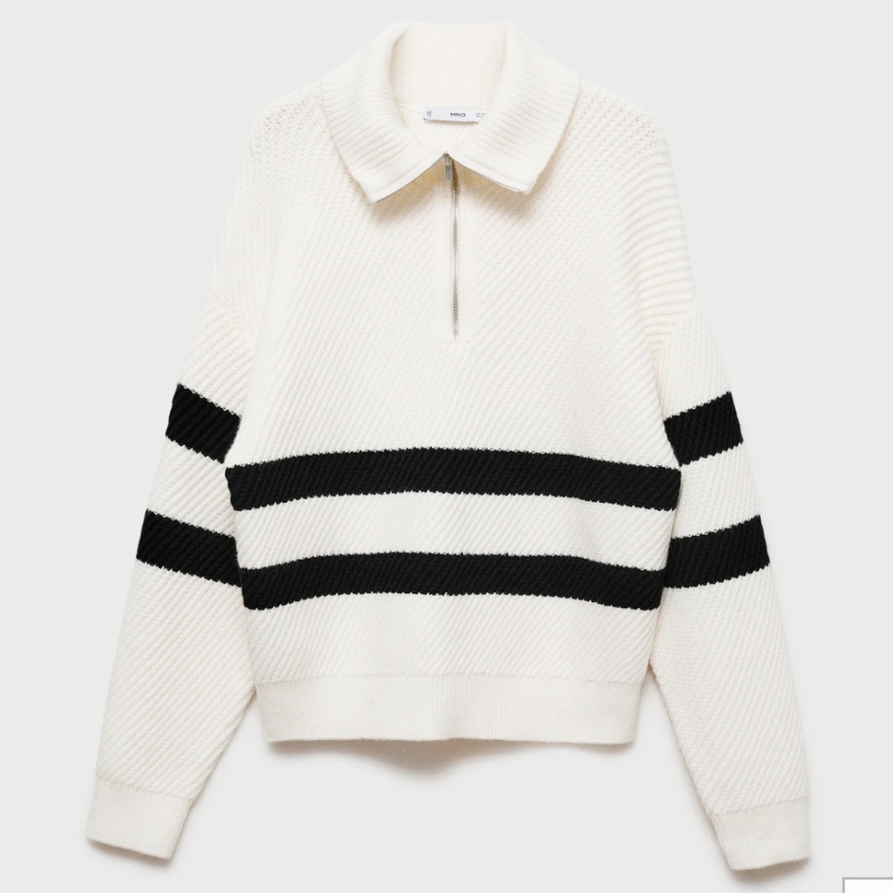 Striped ribbed-knit sweater